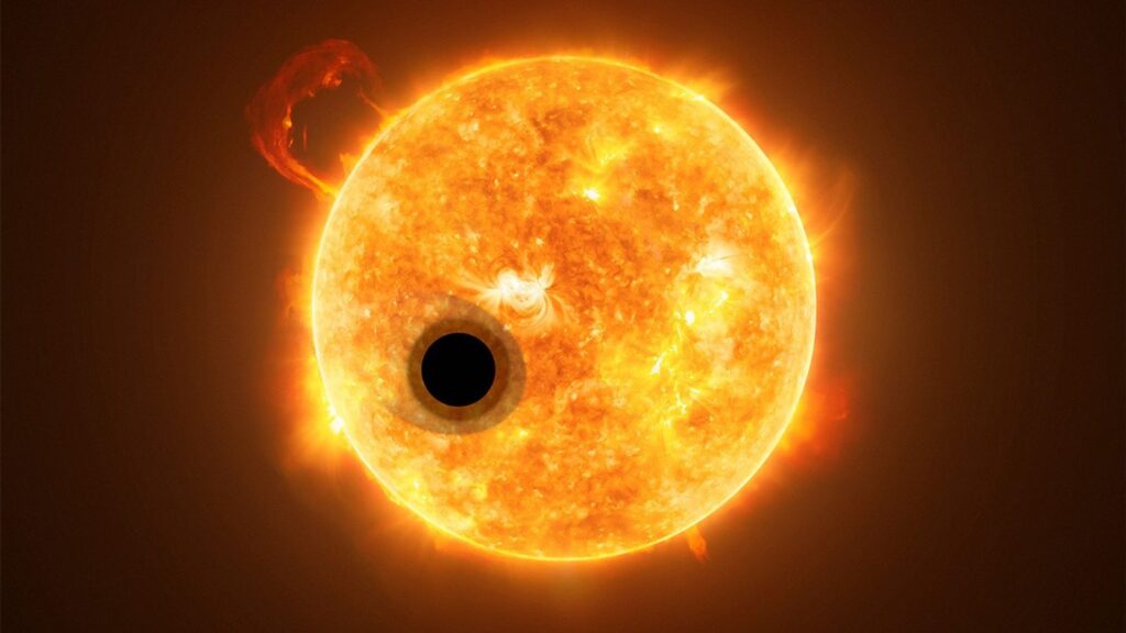 系外惑星が恒星の前を横切るイメージ図