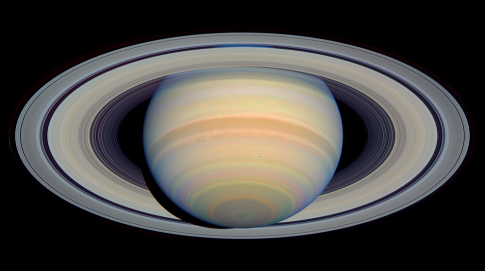 As NASA's Cassini spacecraft hurtled its way toward a July 1, 2004 rendezvous with Saturn, the Hubble Space Telescope snapped breathtaking views of the solar system's most photogenic planet. This image, taken on March 22, 2004, is so sharp that many individual ringlets are visible in Saturn's ring plane.